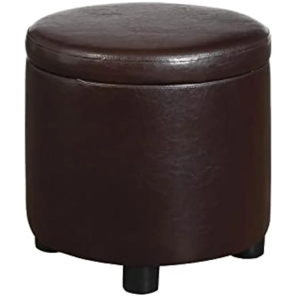 

Round Decorative Storage Footstool with Reversible Tray Lid, 15.75" L x 15.75" W x 16" H