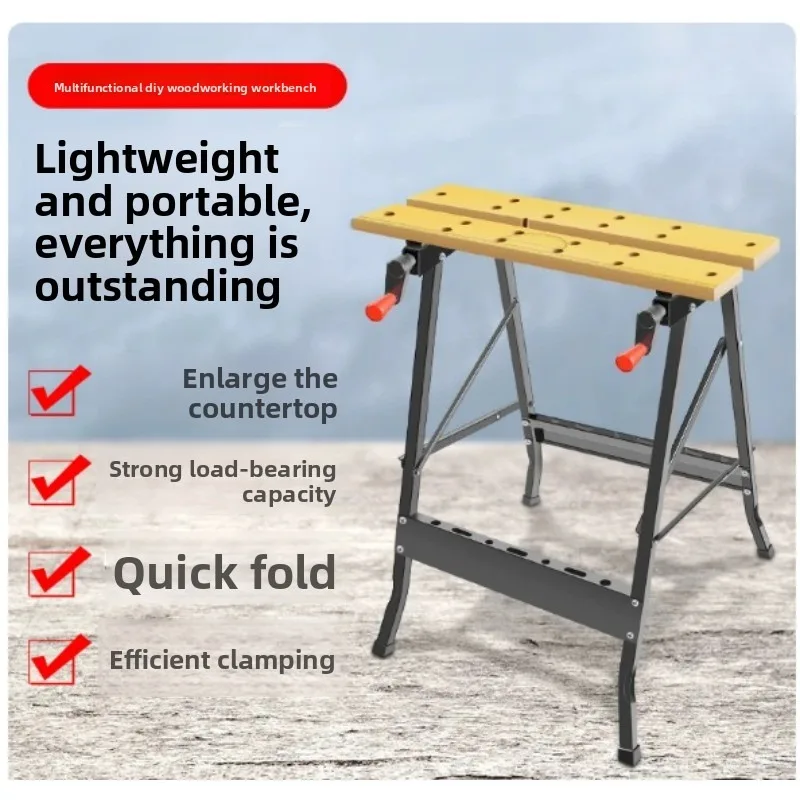 Foldable Multifunctional Woodworking Workbench Portable Table Saw Small Operation Workbench for Wood DIY Cutting