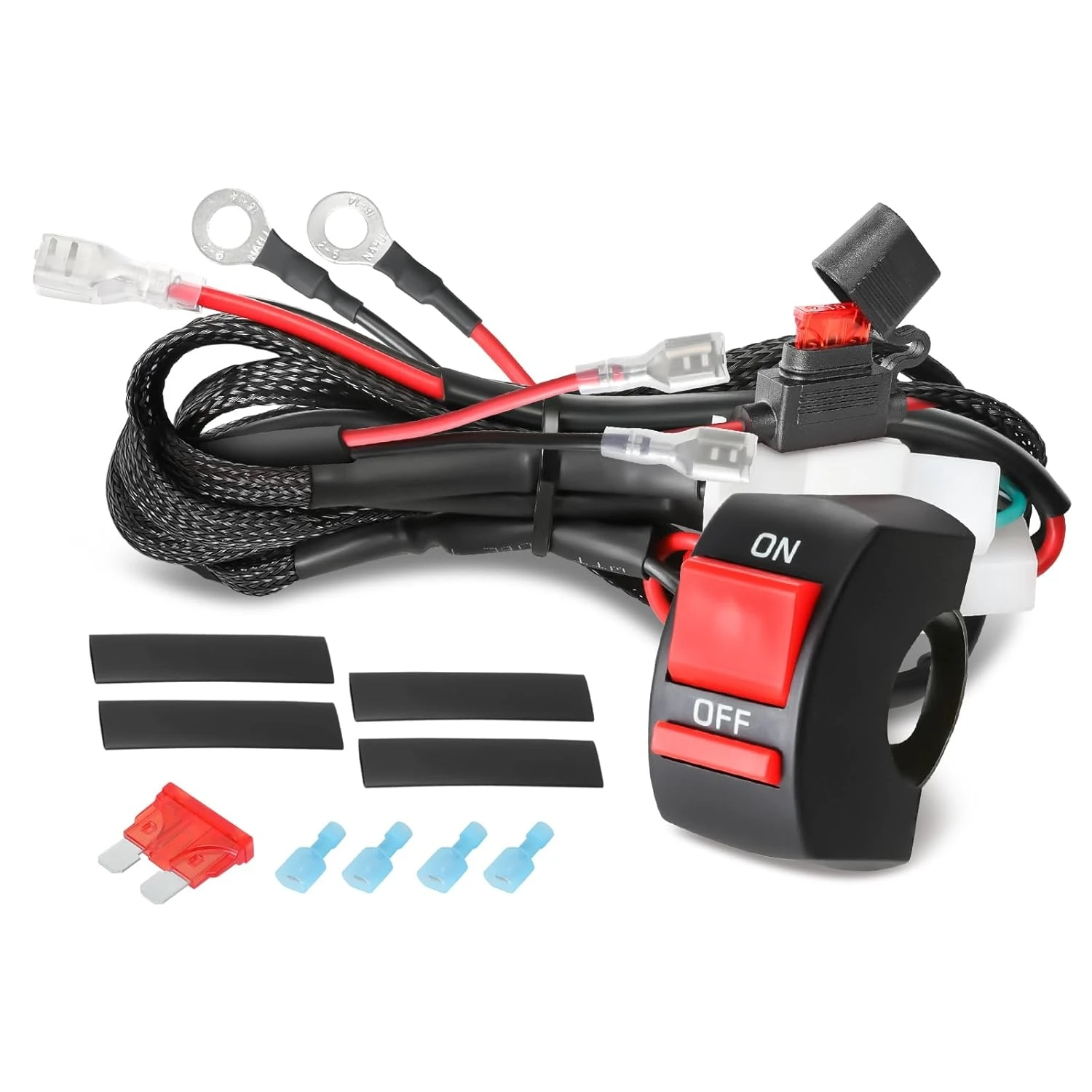 For 2019-2022 Honda CRF 250 F Motorcycle 4.8FT LED Light Wiring Harness Kit 12V 10A in-line Fuse ON Off Switch Auxiliary Lights