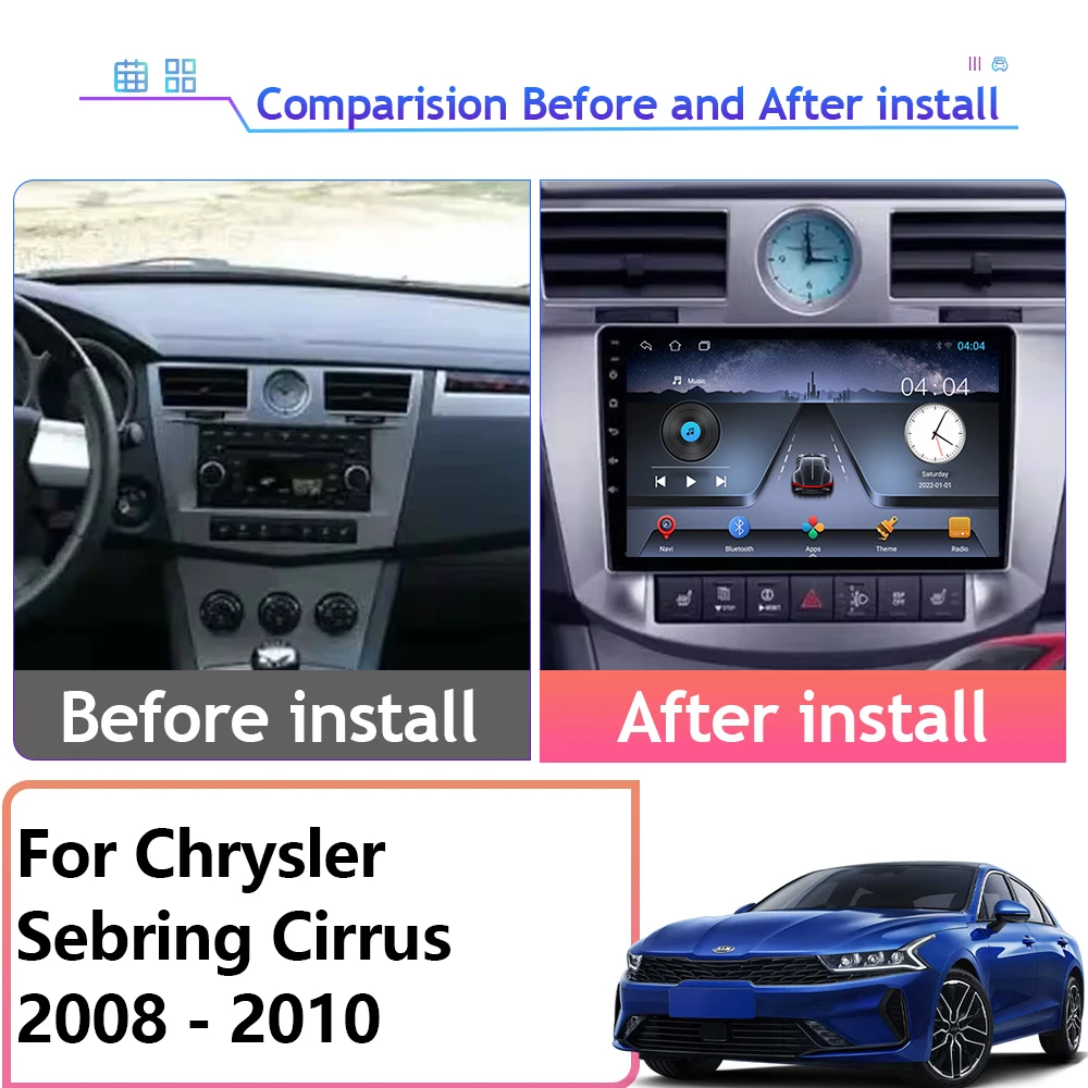 Android 13 Multimed For Chrysler Sebring Cirrus 2008 - 2010 GPS Navigation Stereo Head Auto Radio Touch Screen No 2din DVD Wifi