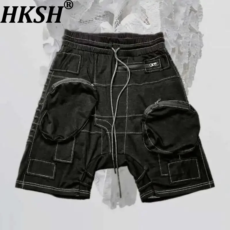 

HKSH мужские хлопковые шорты Tide Punk Dark Waste Land с карманами, модные шикарные летние капри с эластичной резинкой на талии в стиле ретро, готические летние капри HK1626