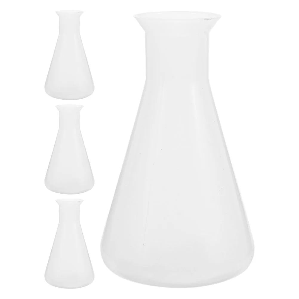 

4 Pcs Erlenmeyer Flask Beaker Plastic Clear Scale Conical Science Graduated Flasks Wide Mouth