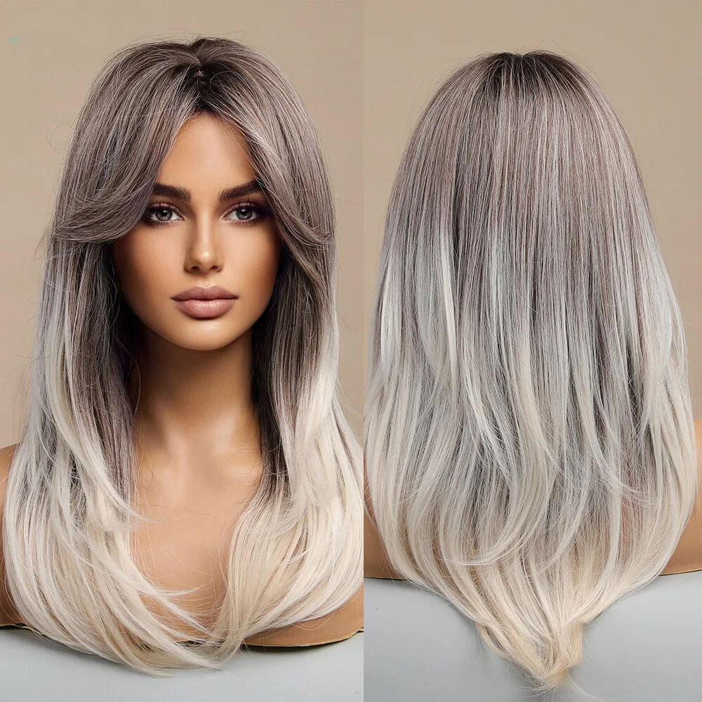 

New natural black eight-character bangs medium and long micro-curly hair simulation chemical fiber full headgear, European and A