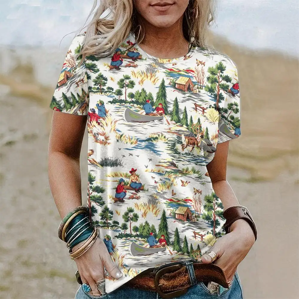 West Cowboy Horse T-Shirts 3D Print Damskie letnie koszulki z krótkim rękawem Casual Vintage Y2k Harajuku Tees Top Odzież damska