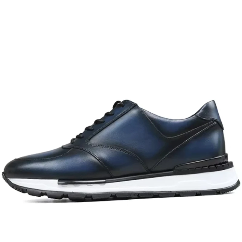 Genuine Leather Casual Sports Shoes for Men's High-end Business Comfortable Breathable Luxury Thick Sole Height Increasing Shoes