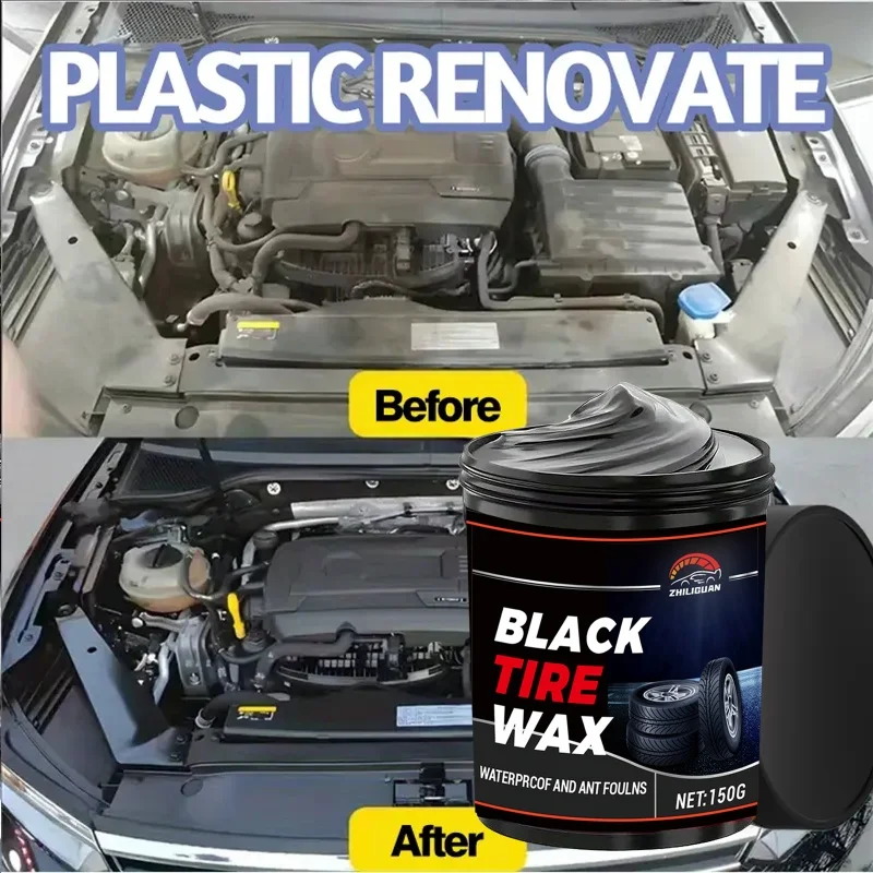 Cera brillante para neumáticos, protección UV y revestimiento impermeable, restaura el acabado en negro oscuro, evita grietas y protege el brillo de neumáticos.