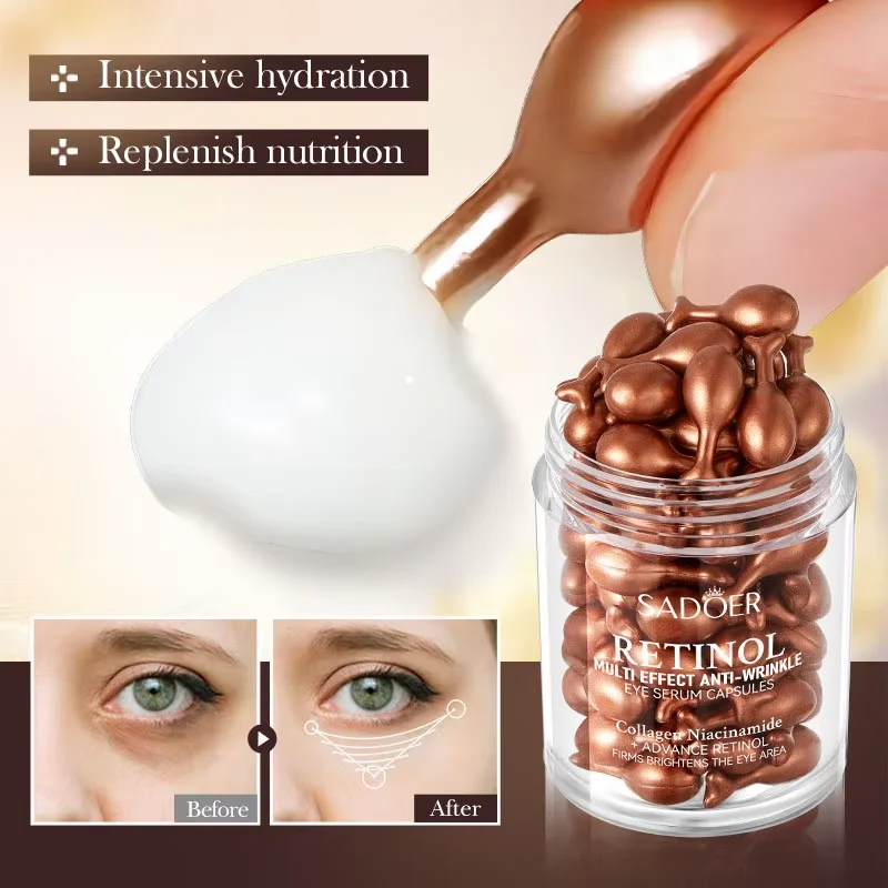 Retinol Anti Wrinkle Eye Serum Capsules Firming Lifting Remove Dark Circles Eye Bags Puffiness Moisturizing Whitening Eye Care