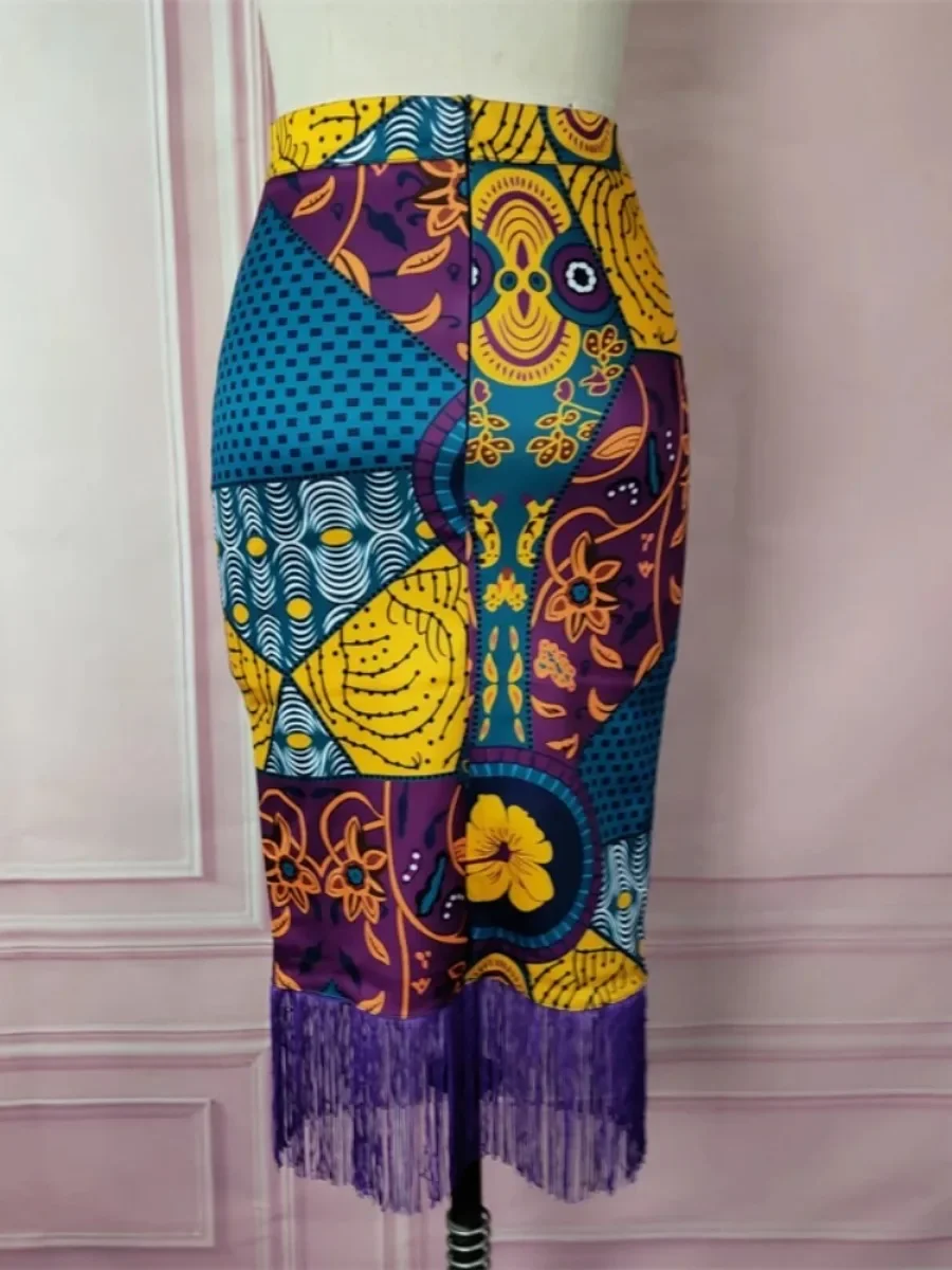 Jupes imprimées pour femmes, taille haute, motif floral GT, longueur aux genoux, bureau, soirée, été 2024