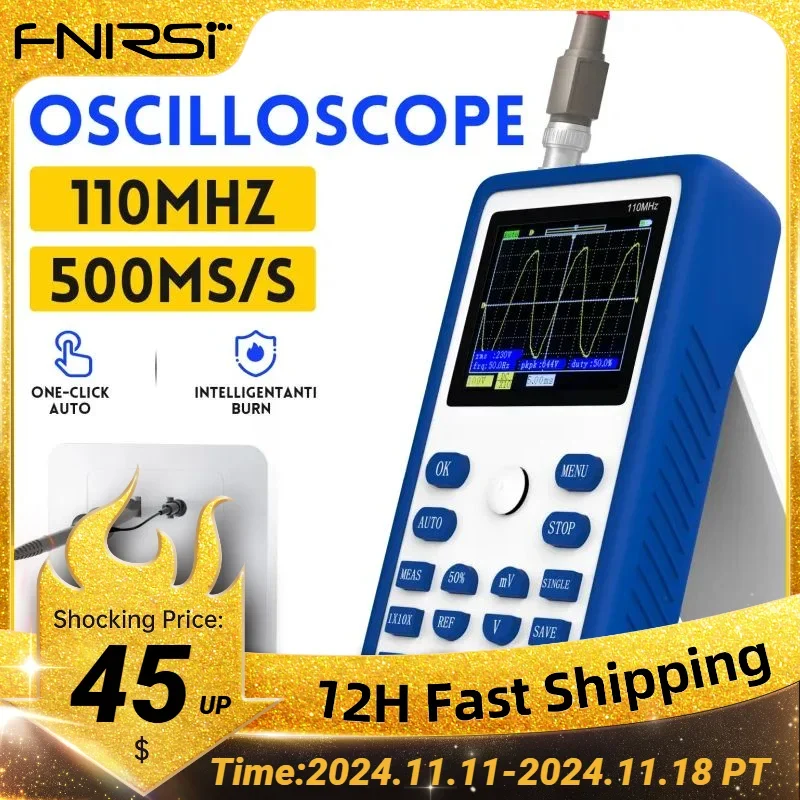 1C15 Professional Digital Oscilloscope Square Wave 400V 110MHz Analog Bandwidth 500MS/s Sampling Rate Supports 1Khz