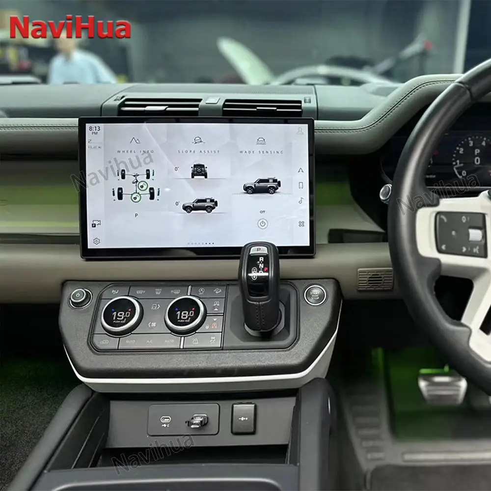 NaviHua 13.3 Inch Touch Screen For Land Rover Defender 2018 2024 Car Infotainment System Upgrade Wireless Carplay Old to New