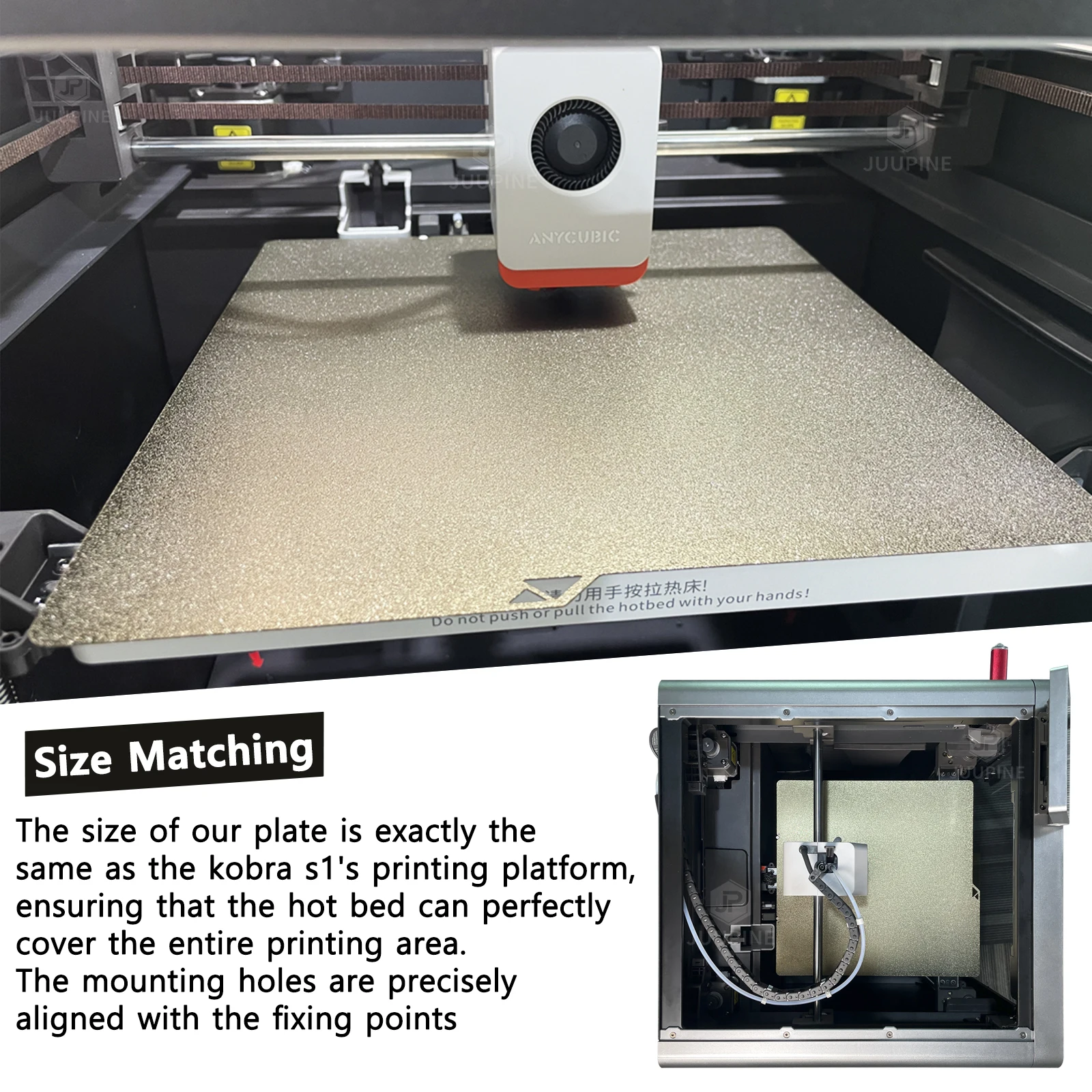 Plaque Construction Kobra S1 264×276 Mm Acier à Ressort + PEO Diamant – Lit Chauffant Amovible Anycubic