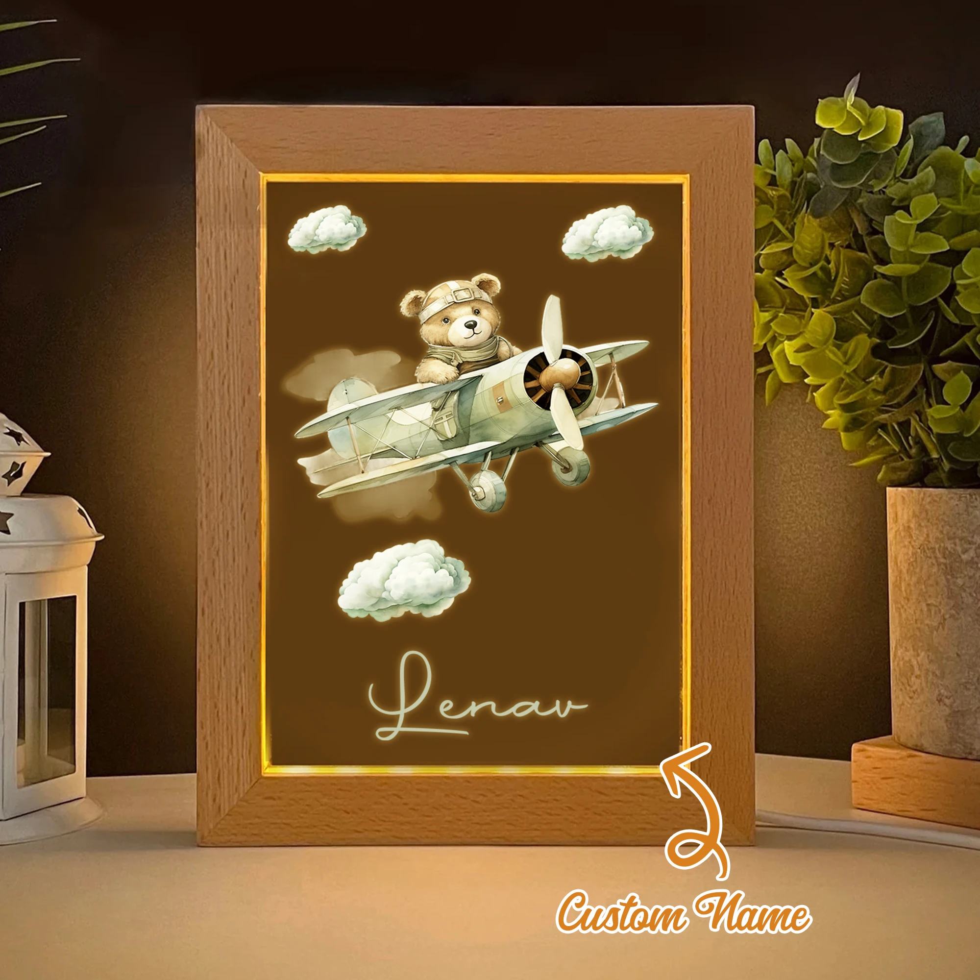 

Dream Bear Flying LED Night View Photo Frame Personalized Gift Family Living Room Bedroom Dining Room Home Decor