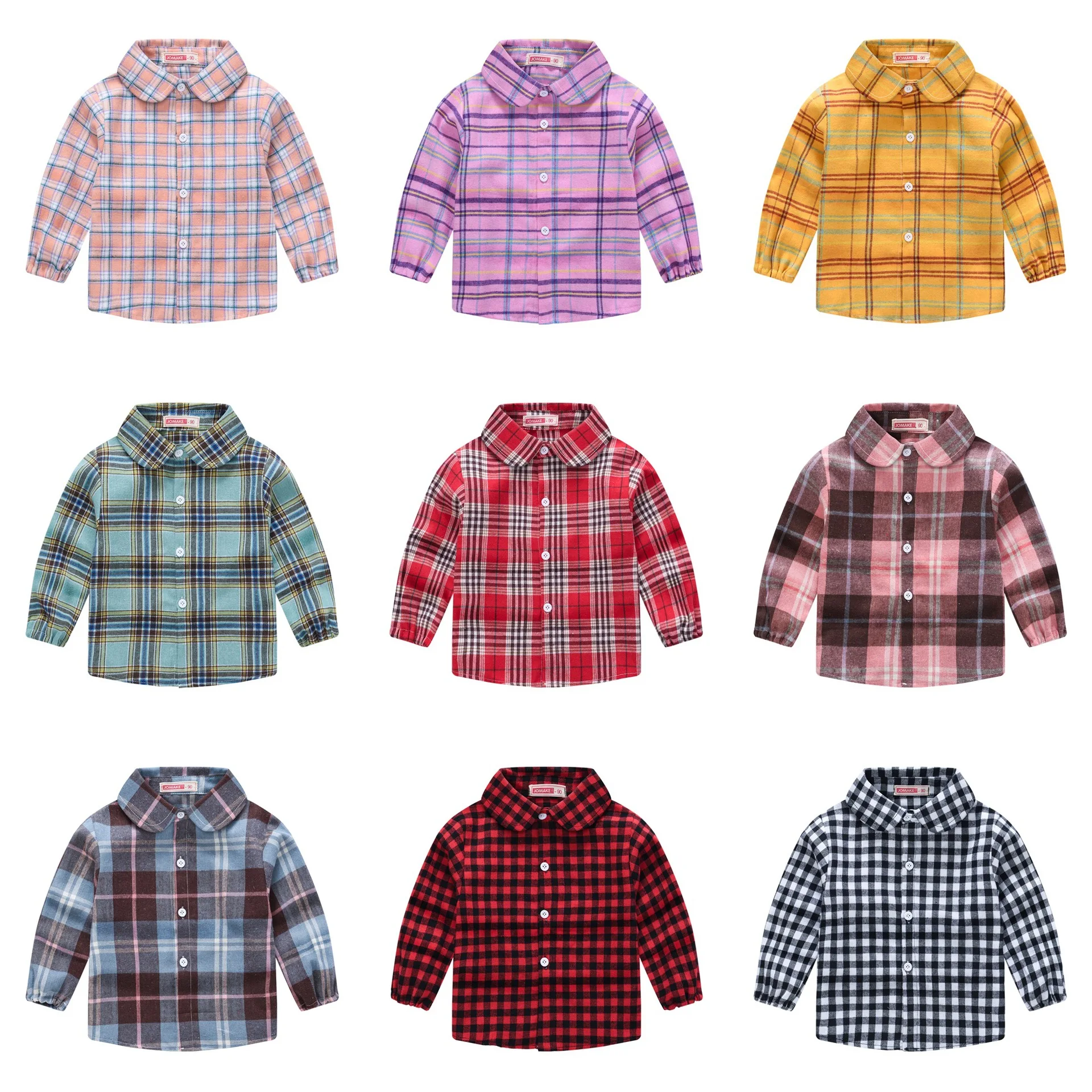 2-8Y Spring Autumn Girl Shirt Plaid Classic Casual Outfit Kids Clothes Children Shirts Thick Warm Country Style Blouse School