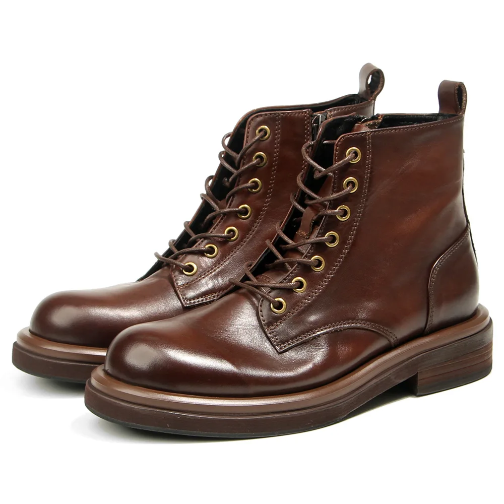 

LuxuryCowboy Designer Shoes Autumn Winter Chelsea Boots Mens Genuine Leather Combat Motorcycle Boots Outdoor Ankle Boots Snow