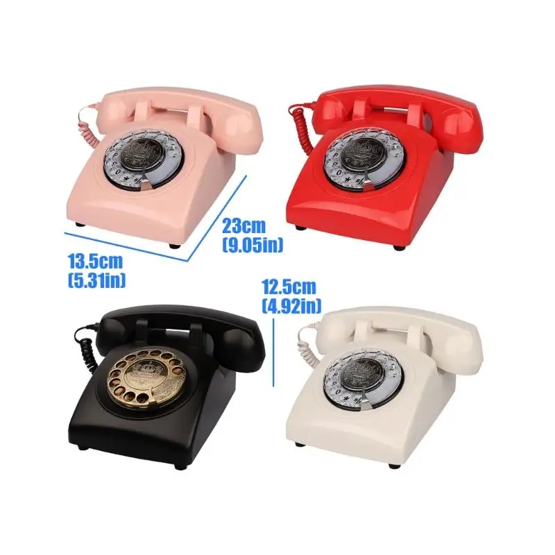 Corded Desktop Telephone with Mechanical Metal Call Sound and a Round-Layout Push-Button Number Pad for Home or Office D2RC