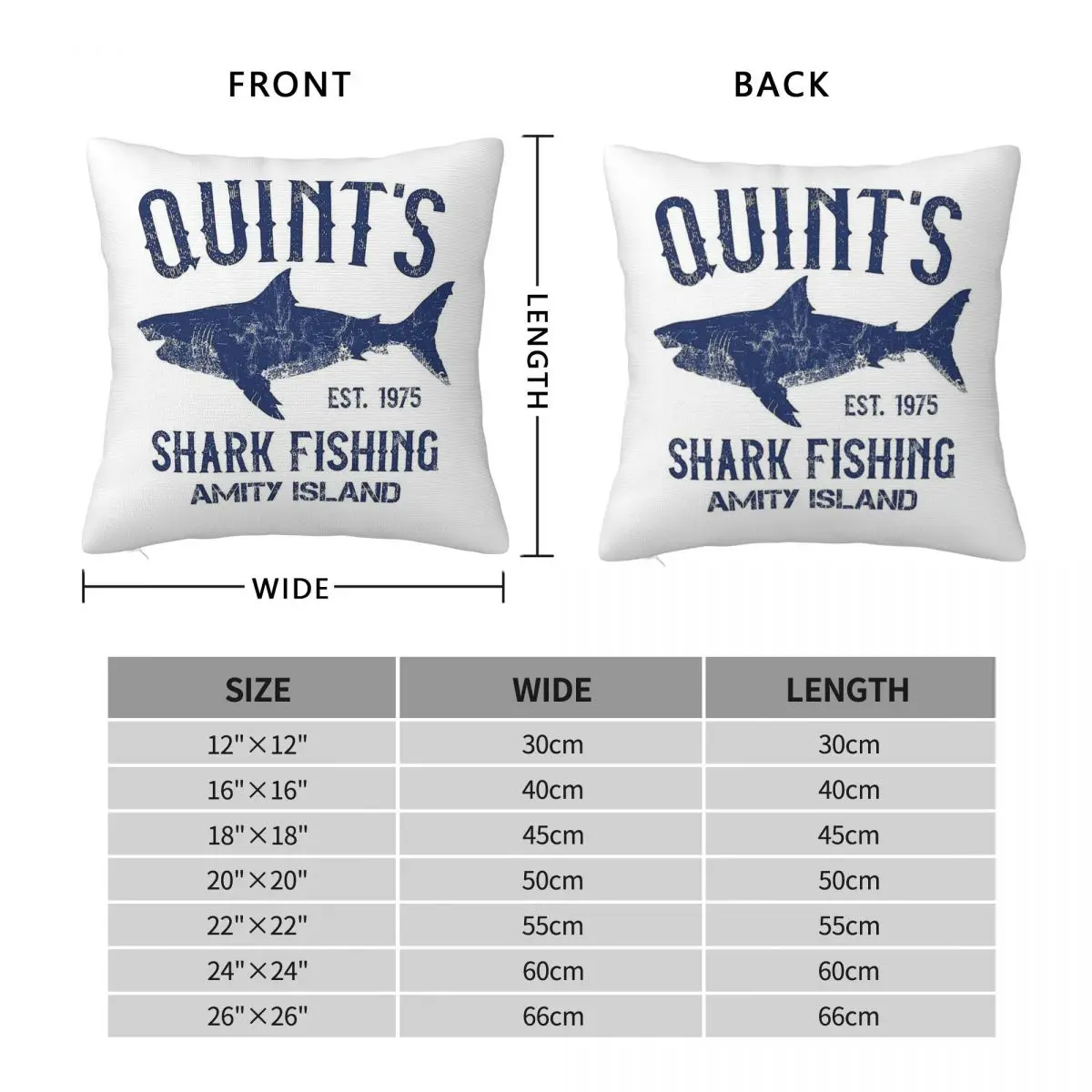 Quint's Shark Fishing Amity Island Jaws Square Pillowcase Polyester Linen Velvet Pattern Zip Decor Pillow Case Bed Cushion Cover