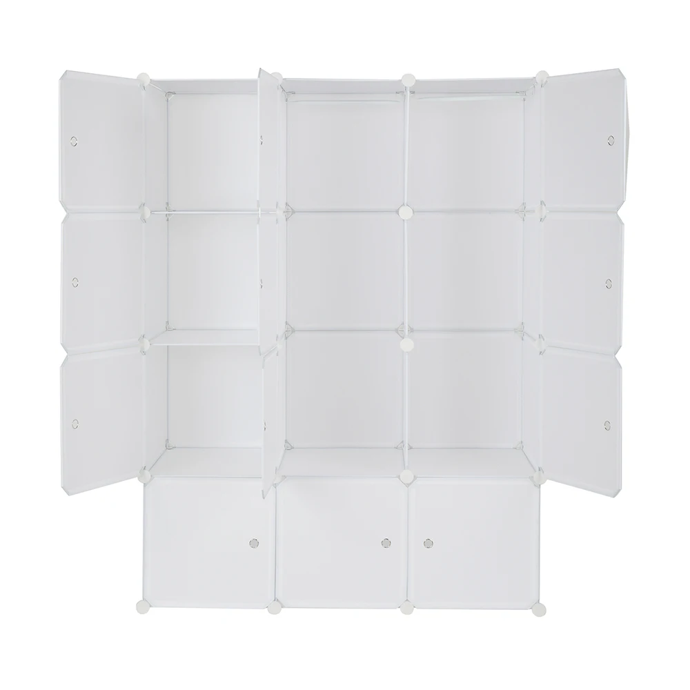 storage cabinet,12 Cube Organizer,Cube Storage Shelves Design,Multifunctional Modular Closet Cabinet with Hanging Rod White