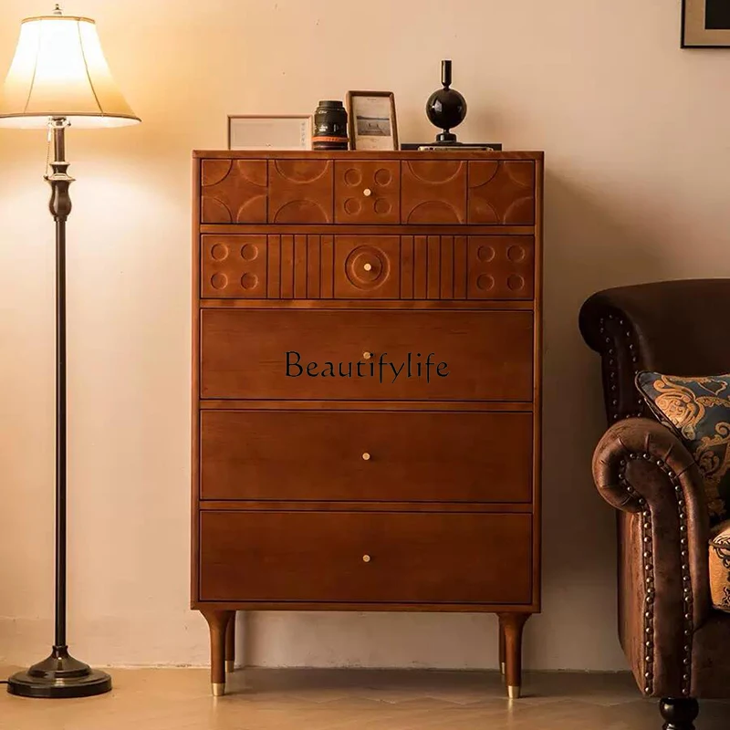 

Solid wood chest of drawers North American cherry wood living room drawer cabinet French style