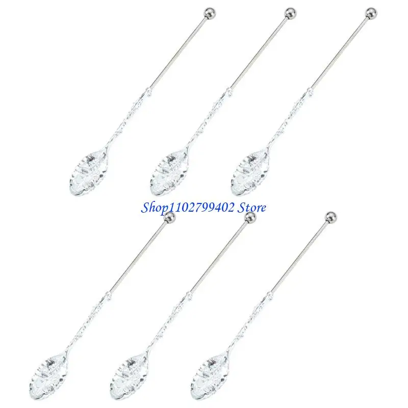 547F 6 Nonrust Alloy Coffee Spoons Handcrafted Beaded Kitchen Utensils For Dessert