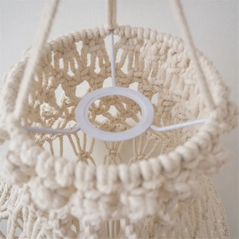 Bohemian Woven Tassels Lamp Cover Lighting Lampshade Cotton Rope Light Shade 