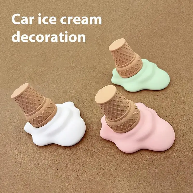 Car Center Console Ornaments Melted Ice Cream Shape Car Aroma Diffuser Adorable Realistic Detail Long Lasting Cartoon Car