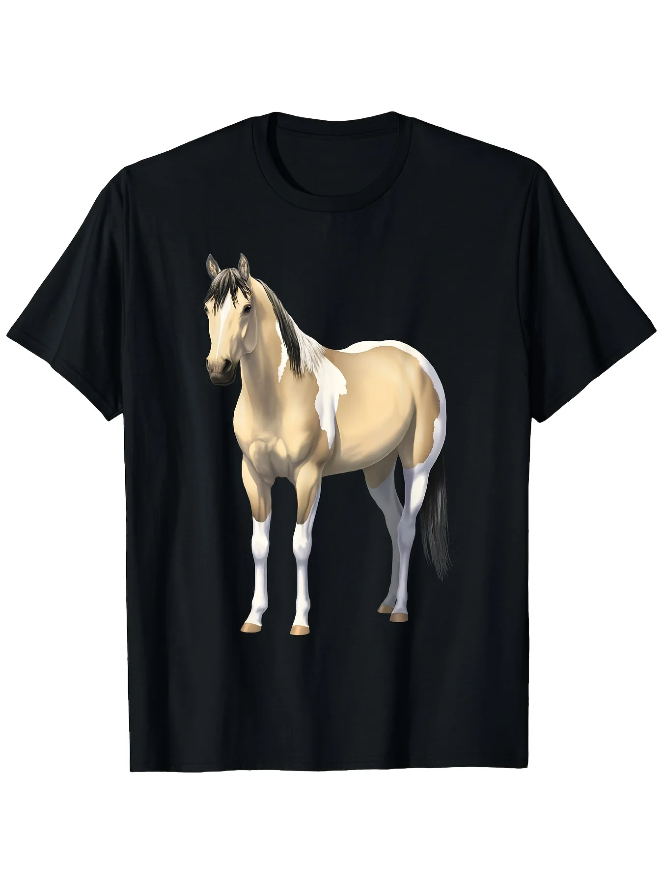 Men's Black Horse Graphic T-Shirt Casual Crew Neck Short Sleeve TeePerfect Gift for DadHusbandGrandpaor FriendSi