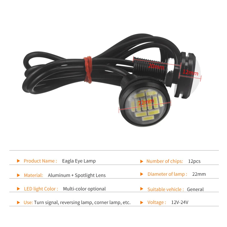 2 قطعة النسر العين LED 23 مللي متر 4014 12SMD سيارة النهار تشغيل احتياطية بدوره أضواء الإشارة السيارات لوحة ترخيص مصابيح الأبيض النسر العين #3