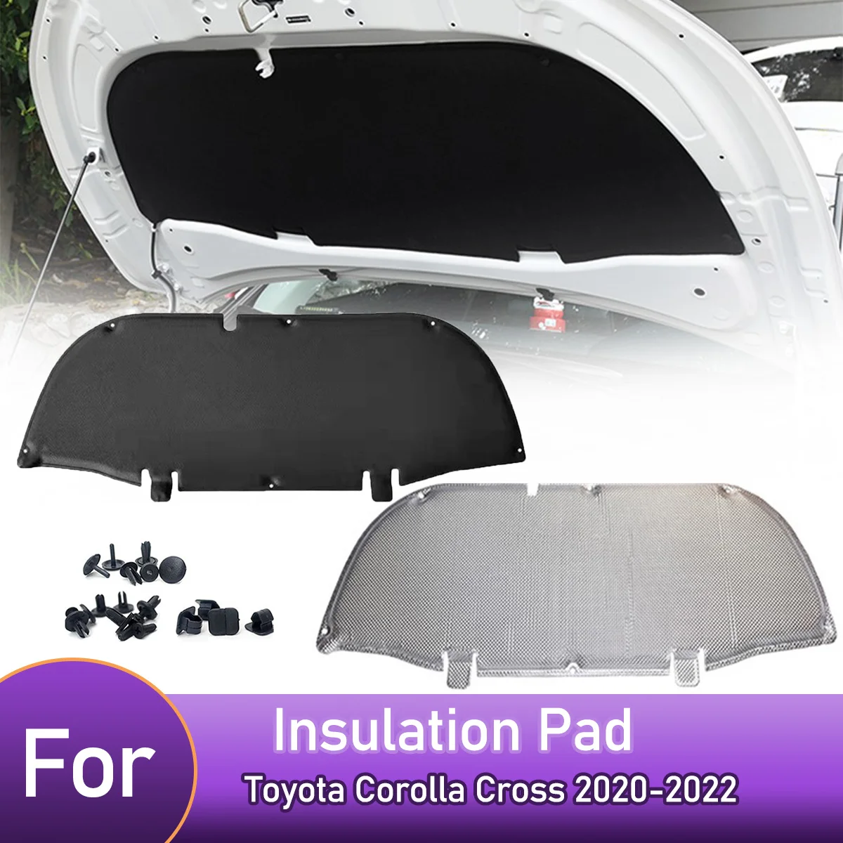 Front Engine Hood Insulation Pad Heat Sound Cotton Soundproof Mat Cover Foam Fireproof for Toyota Corolla Cross 2020-2022