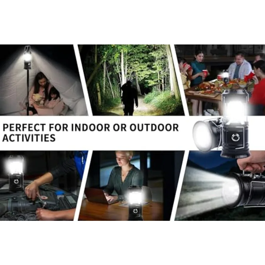 1800mAh Collapsible Portable LED Camping Lantern Lightweight Waterproof USB Rechargeable LED Flashlight Kits for Indoor Outdoor