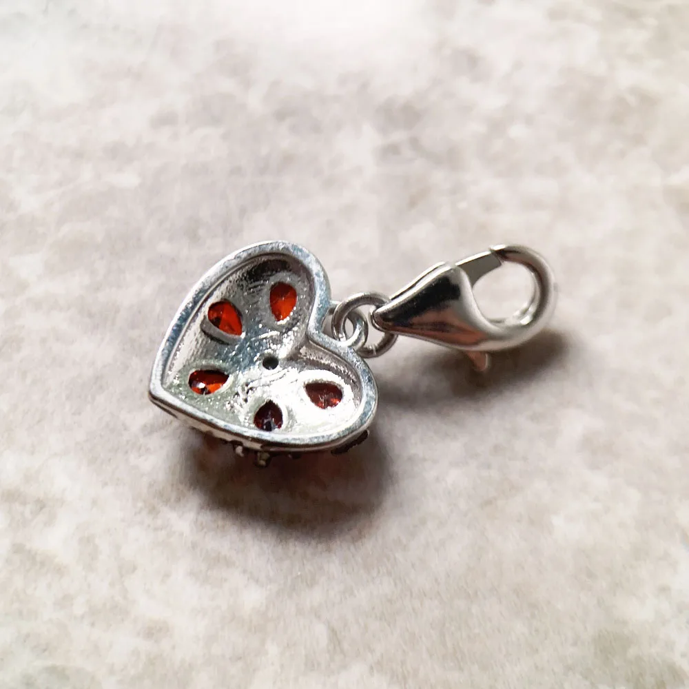 Vintage Heart Pendants Charm For Jewelry Making Red Color Romantic Love 925 Sterling Silver Gift For Women