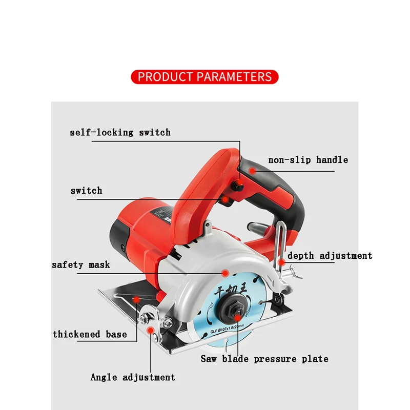 220V Electric Cutting Machine High Power Multifunctional Ceramic Tile Stone Metal Cutter Marble Machine Woodworking Chainsaw