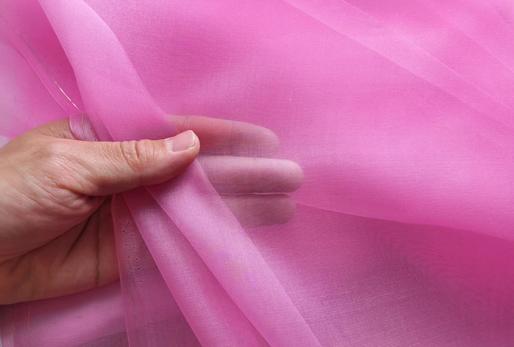 45'' / 55'' breit pro Meter steif geformte Hochzeitsgaze aus schlichter, natürlicher Organza-Stoff aus reiner Seide – Detail 31