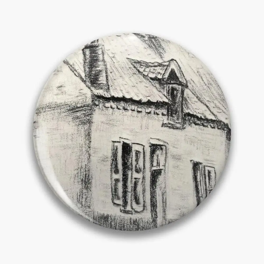 VINCENT VAN GOGH - A house Magros Pin Buttons Brooches  Jewelry Accessory Customize Brooch Fashion Lapel Badges