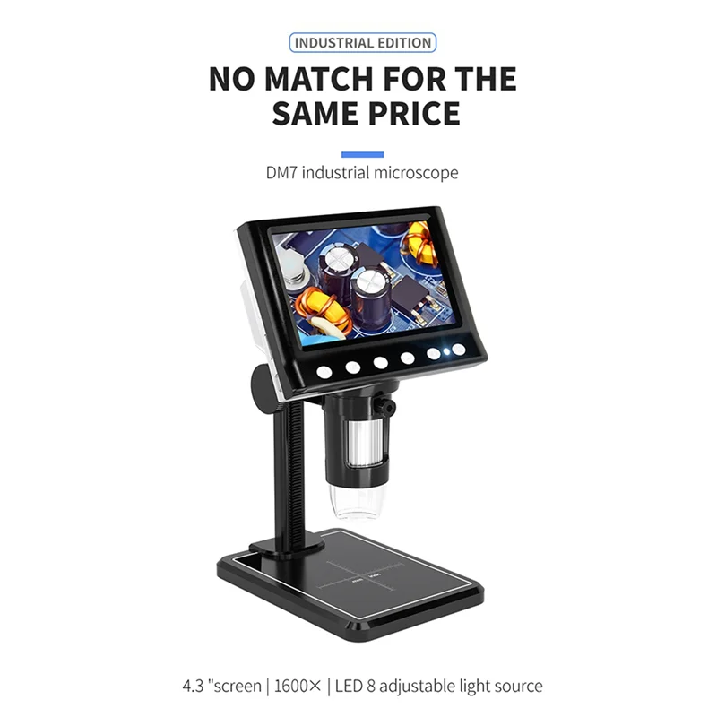 ABFY-2Pcs 4.3 Inch Digital Microscope 1000X Coin Microscope 960P Video Microscope For Adults Welding With 8 LED