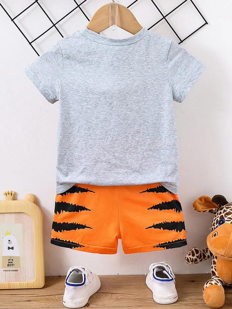 Baby Boys Clothing Set Summer New Cartoon Tiger Pattern T-shirt+Shorts Pants 2Pcs Suit For 6M 9M 1 2 3 Years Kids Casual Outfit