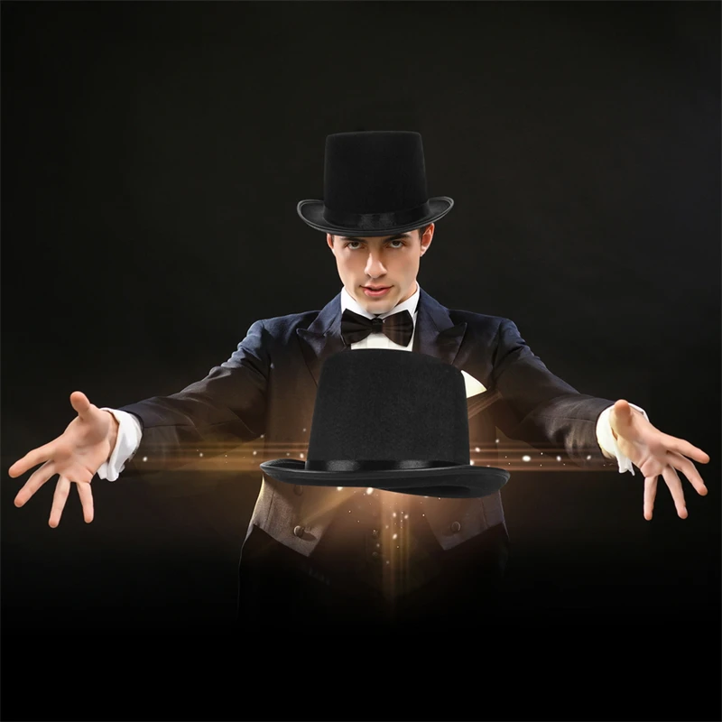 Gentleman Mad Hatter Hat Halloween Party Costume Felt Magician Hat Cap Cylinder Hat  for Women Men