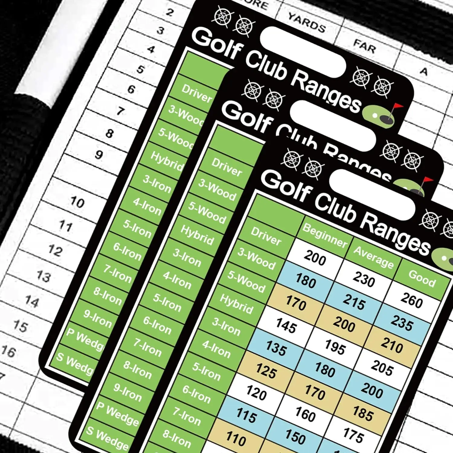 Imagem -03 - Golf Club Range Chart Card Golf Club Range Referência Rápida 2x3.5 10 Pcs