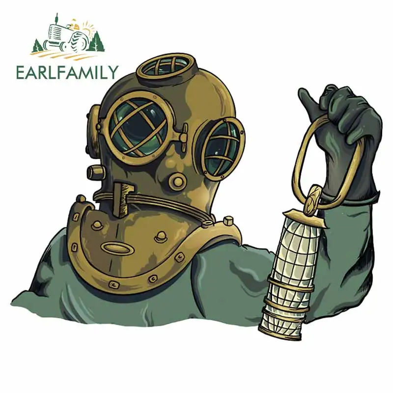 EARLFAMILY Reflective Diving Helmet Graffiti Car Stickers Personality Toolbox Decal Car Door Protector Laptop Waterproof Decor