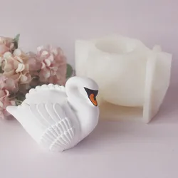 3D Elegant White Swan Silicone Mold Clay Resin Gypsum Candle Mold Handmade Making Tools Animal Decoration Ornaments Handicraft