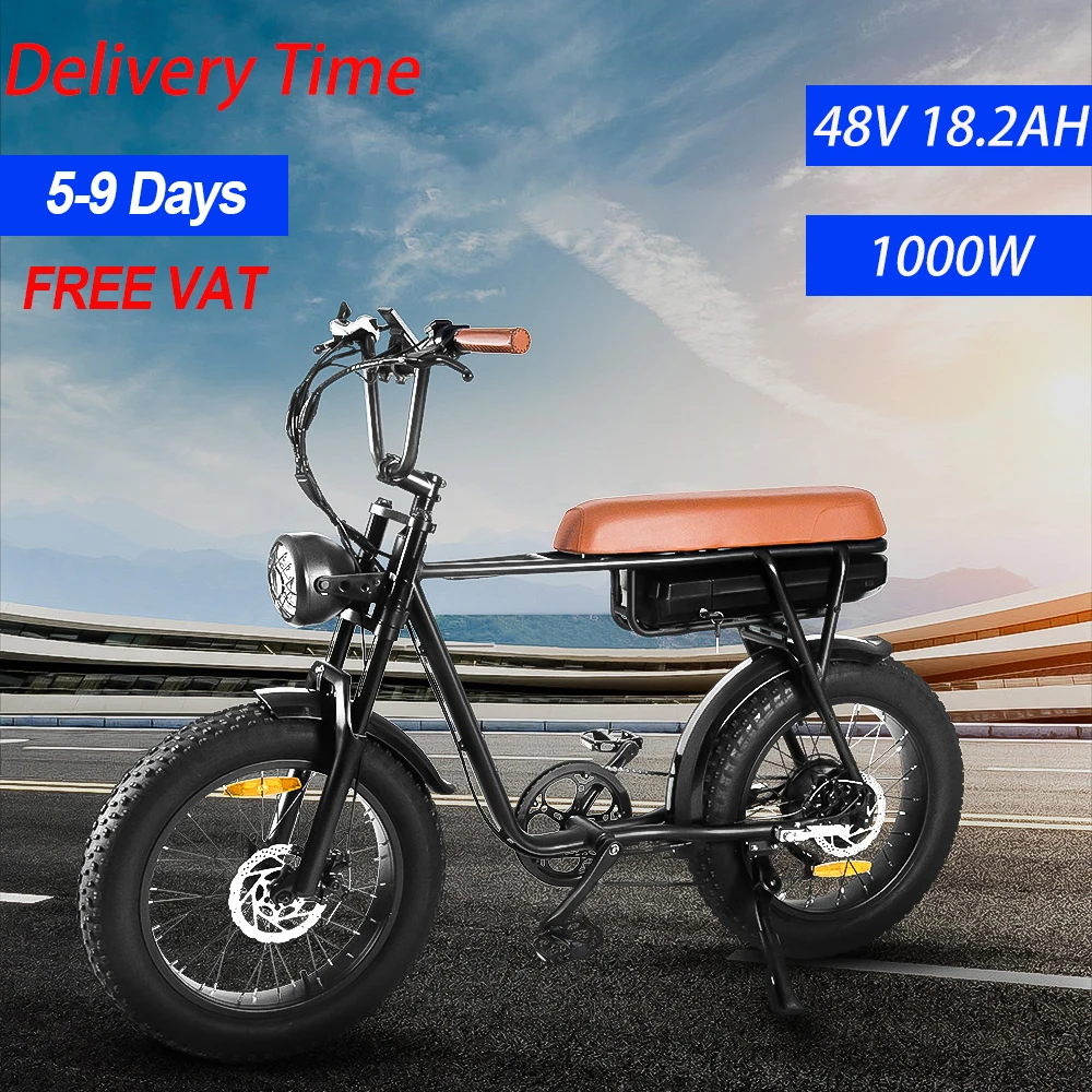 SAiBAiKE Electric Bike 20*4.0 Fat Tires 1000W Motor 48V18.2AH Lithium Battery City Electric Bicycle For Adult Mountain EBike MTB