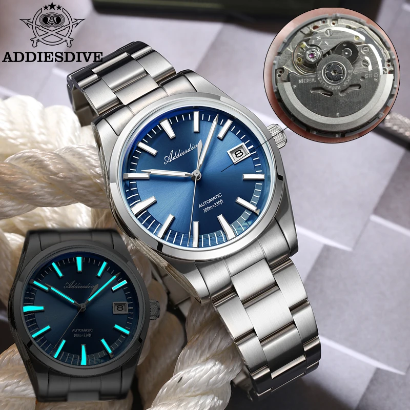 

ADDIESDIVE 39mm Luxury Man Watch BGW9 Super Luminous Reloj Bubble Mirror Glass 10Bar Diver NH35A Automatic Mechanical Watch