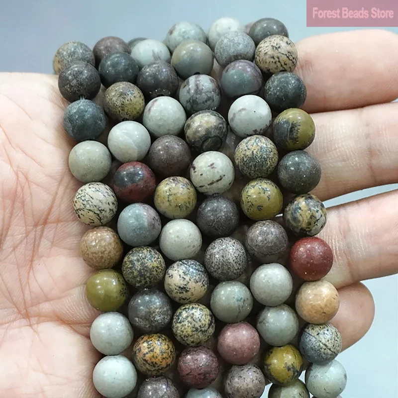 4 6 8 10 12 14MM Red Flower Jaspers Natural Stone Loose Round Beads DIY Bracelet Necklace Pendants for Jewelry Making 15