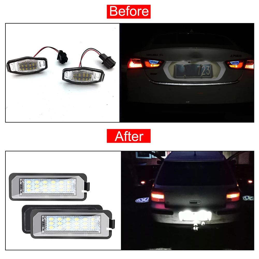 12V Car License Plate Lights LED Lamp Auto Accessories For Skoda Seat Leon 2 3 Ibiza VW Golf 4 5 6 MK4 MK5 MK6 Passat CC Polo