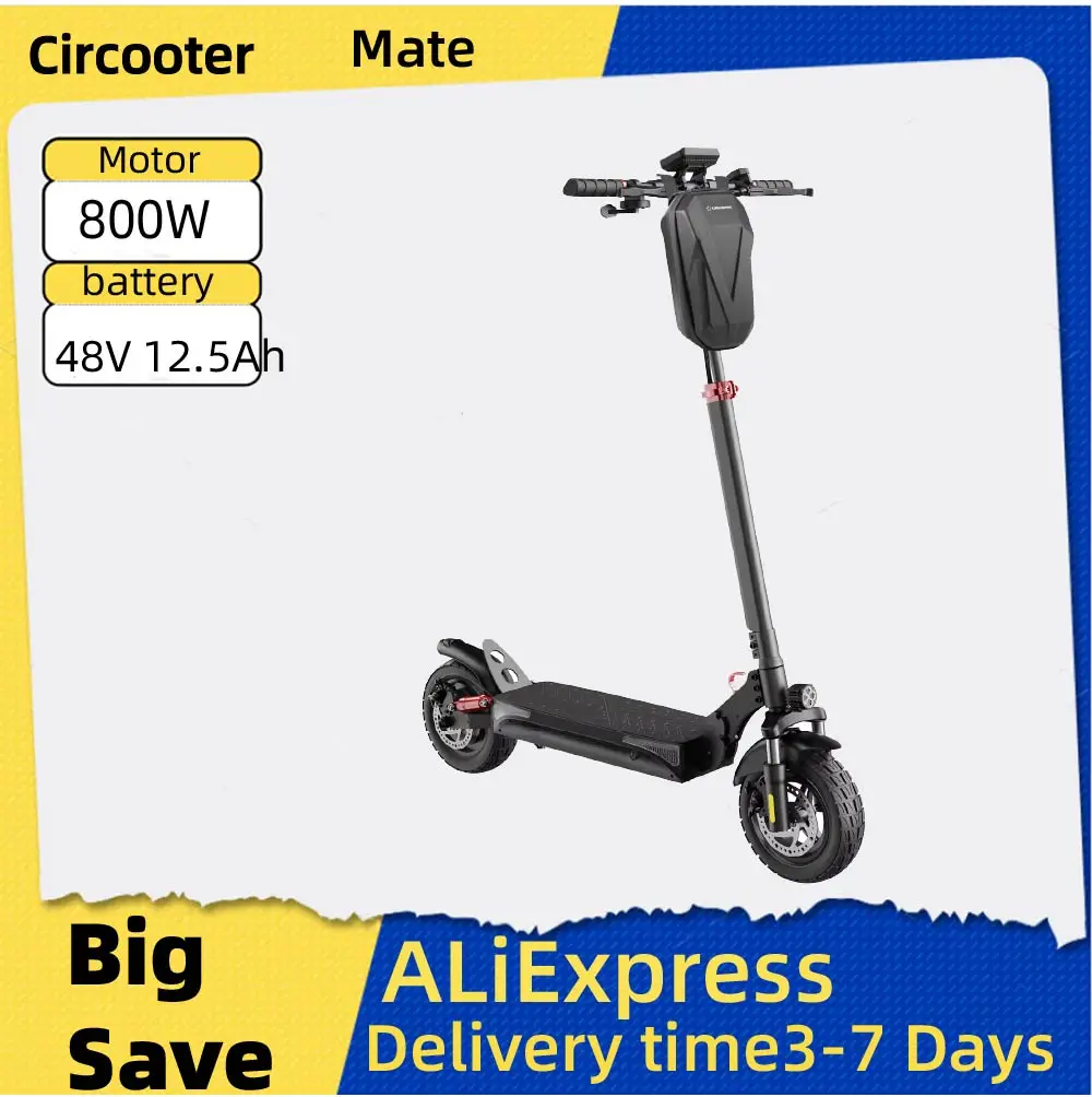 

Circooter Mate adult electric scooter, 800W motor, 48V12.5AH, folding E-scooter, 10-inch tires, E-mountain scooter