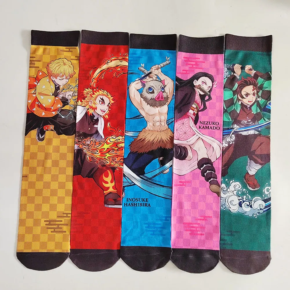 New Anime Demon Slayer Sockings Kamado Tanjirou Nezuko Agatsuma Zenitsu Fashion Trendy Accessories Kawaii Cartoon Adult Socks