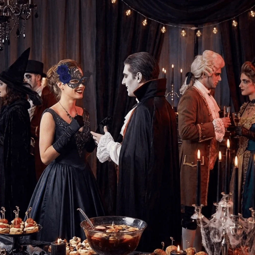 Lace Pattern Masquerade Mask Seductive Style Simulated Rose Halloween Festival Party Mask Party Costume Cosplay