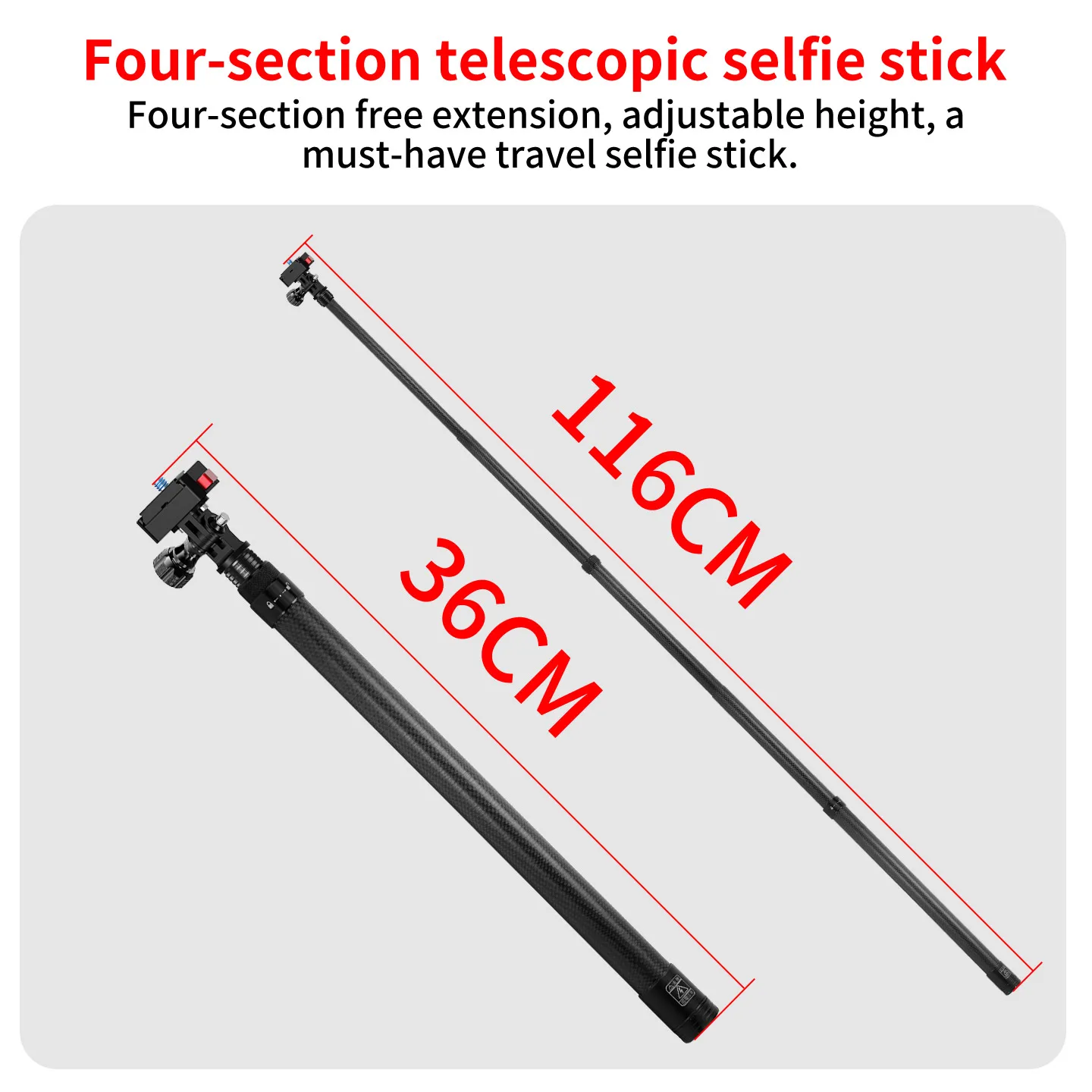Ultraleichter 5-teiliger Teleskop-Selfie-Stick für Insta360 X6 X5 Smartphone, Unsichtbar 360 ° Stativ für Radfahren, Vlogging, Skifahren, Filmen – Detail 14