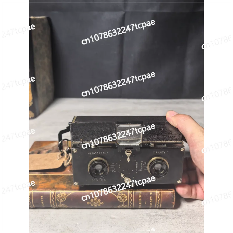 Collection Brass Antique 1920 British TIRANTY VEROGRAPHE Stereo Camera Dual Lens Shutter ok