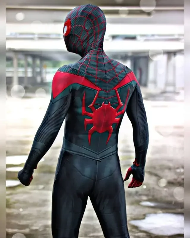 Disfraz de Spider Miles Morales para adultos y niños, traje de superhéroe Peter Parker, mono completo, traje de segunda piel Zentai, PS5