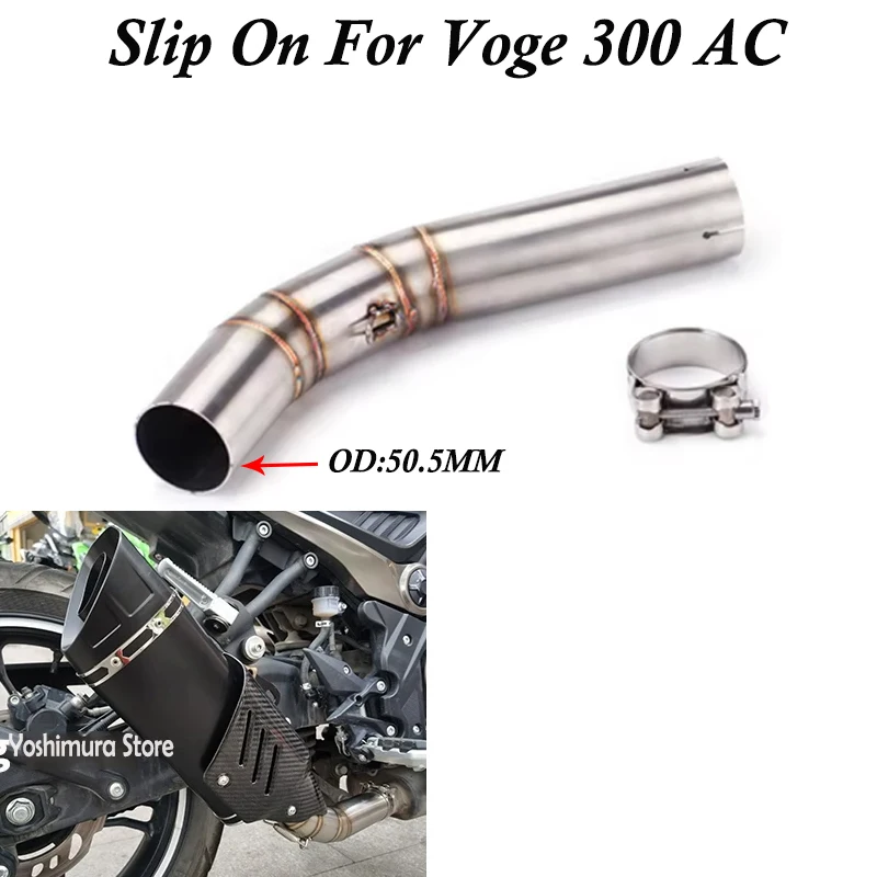 

Slip On For Voge 300 AC 300AC Motorcycle Exhaust Escape Systems Stainless Steel Middle Link Pipe Moto Connect 50.8MM Muffler